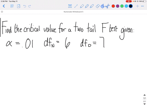 find-the-critical-f-value-for-a-two-tailed-test-using-the-level-of-significance-alpha-and-degrees-of