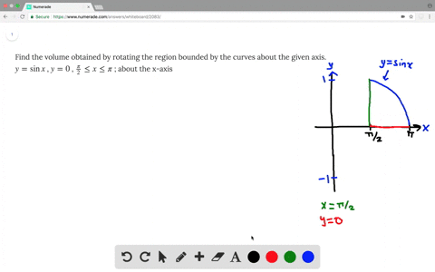 find-the-volume-obtained-by-rotating-the-region-bounded-by-the-curves-about-the-given-axis-y-sin-x-y