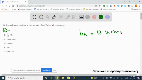 which-scales-are-equivalent-to-1-inch-to-1-foot-select-all-that-apply-a-1-to-12-b-frac112-to-1-c-100