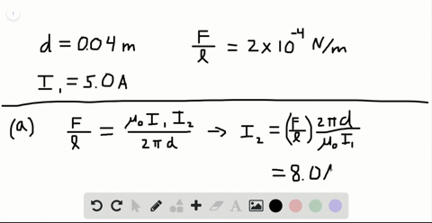 two-parallel-wires-separated-by-40-cm-repel-each-other-with-a-force-per-unit-length-of-20-times-10-4