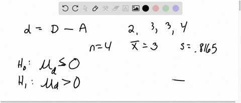 the-null-and-alternate-hypotheses-are-beginarrayl-h_0-mu_d-leq-0-h_1-mu_d0-endarray-the-following-sa