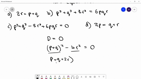 for-real-p-q-r-p-neq-q-the-equation-x2-pq-xr20-has-equal-roots-if-a-2-rpq-b-mathrmp3mathrmq38-mathrm