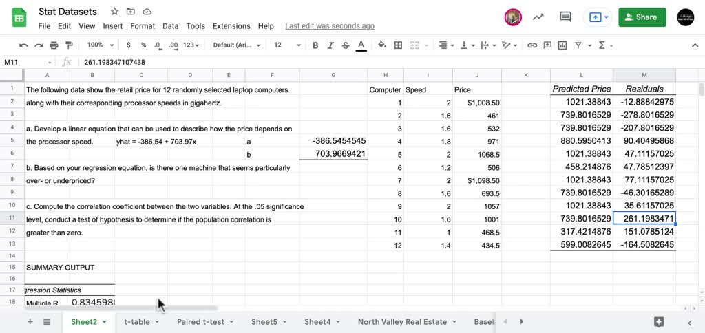 The Following Data Show The Retail Price For Randomly Selected Laptop Computers Along With