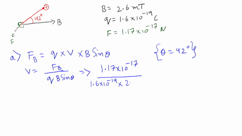 a-proton-traveling-at-420circ-with-respect-to-the-direction-of-a-magnetic-field-of-strength-260-math