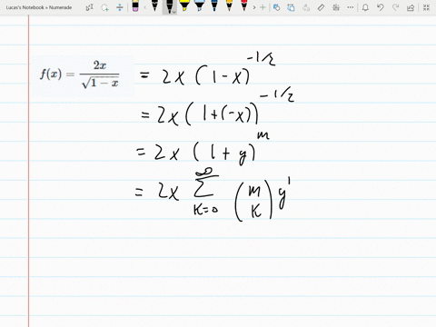 SOLVED:Use a binomial series to represent each function, and find the ...