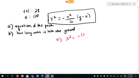 consider-the-path-of-an-object-projected-horizontally-with-a-velocity-of-v-feet-per-second-at-a-heig