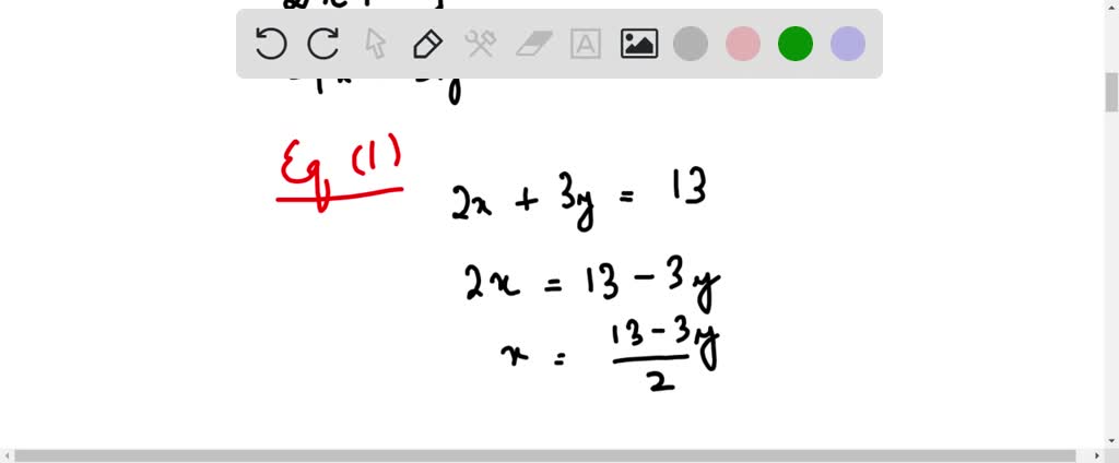 SOLVED:The first step in solving a system of two equations in x and y ...