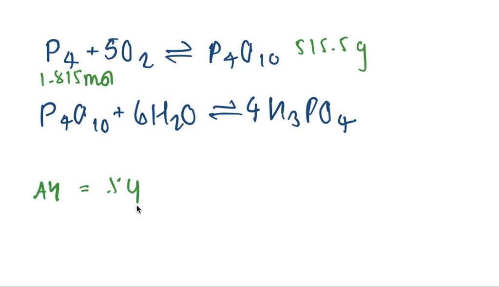 Solved In A Particular Experiment 225 G Of Phosphorus P4 Reacted With Excess Oxygen To Form