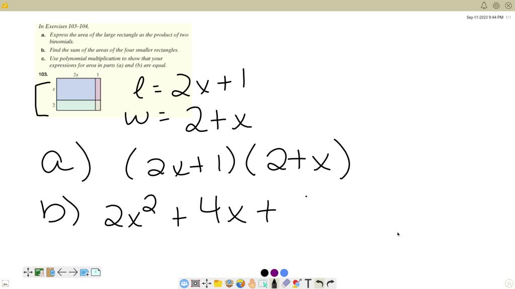SOLVEDa. Express the area of the large rectangle as the product of two