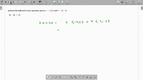 perform-the-indicated-vector-operation-given-mathbfulangle-4-3rangle-and-mathbfvlangle-2-5rangle-2-2