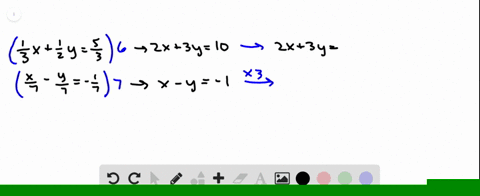 use-the-elimination-method-to-solve-each-system-leftbeginarrayl-frac13-xfrac12-yfrac53-fracx7-fracy7