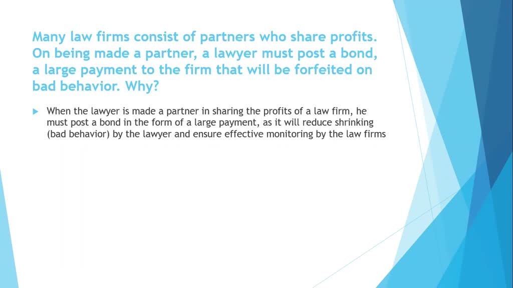 SOLVED:Many law firms consist of partners who share profits. Upon