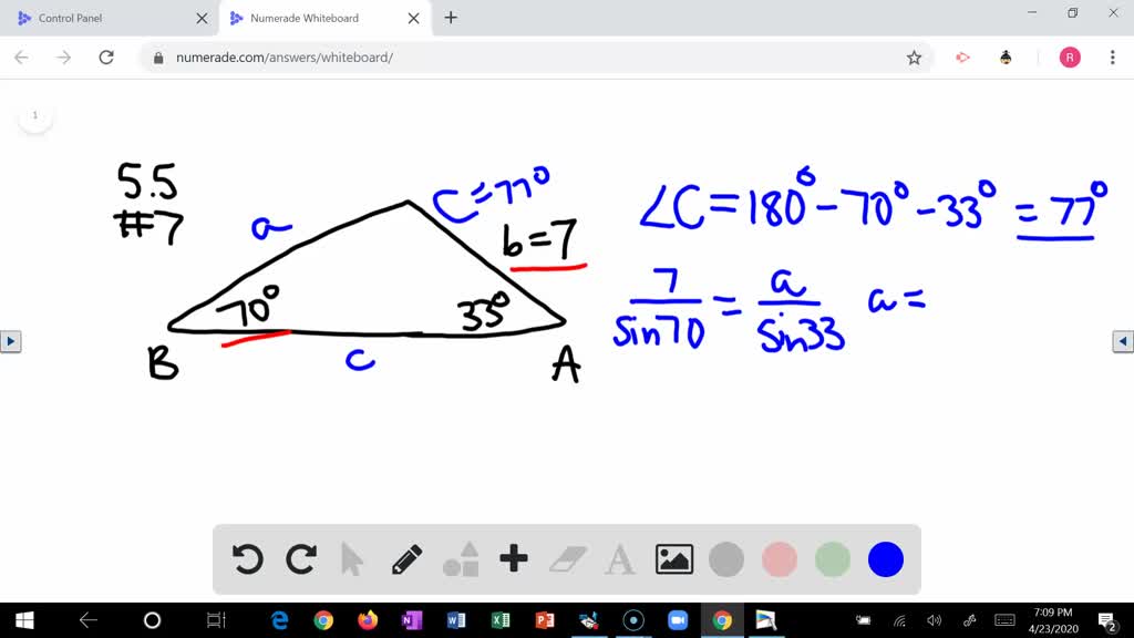 SOLVED:In Exercises 5–8, Solve The Triangle. A=33^∘, B=70^∘, B=7