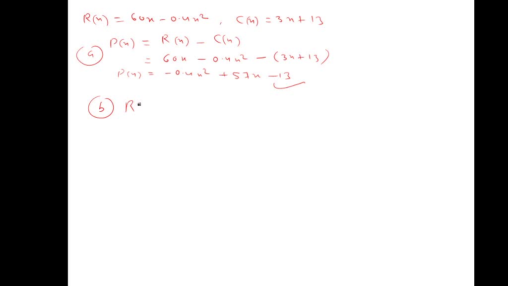 SOLVED:Total Cost, Revenue, and Profit. In economics, functions that ...