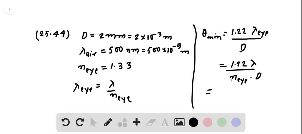 SOLVED:(a) Calculate the limiting angle of resolution for the eye ...