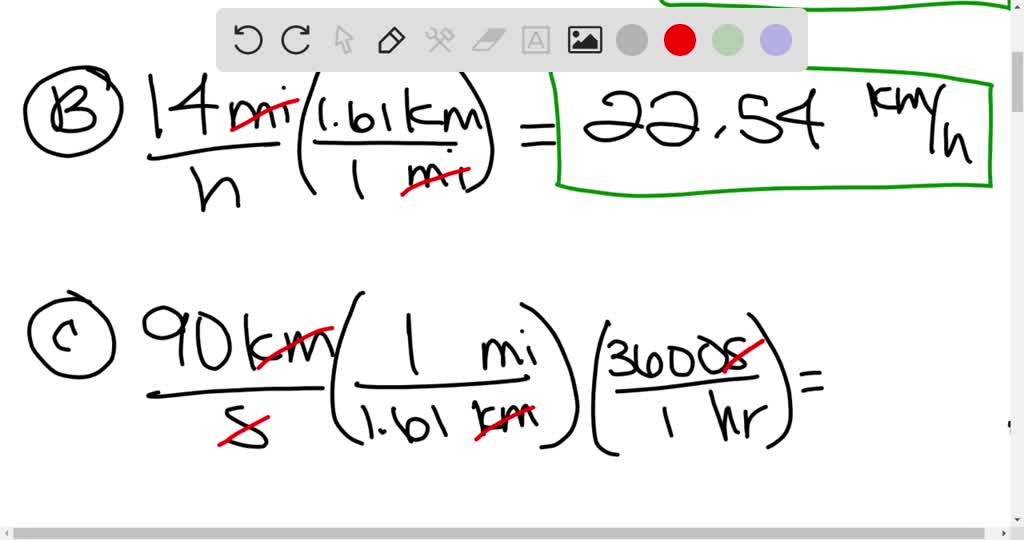 SOLVED:-Convert the following speeds: A. 30 m / s= km / h B. 14 mi / h ...