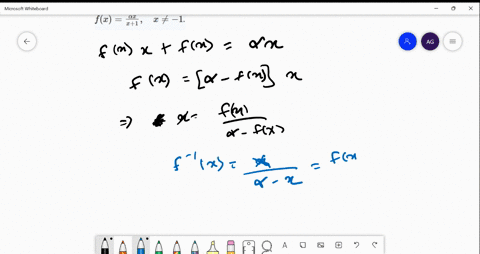let-fxfracalpha-xx1-quad-x-neq-1-for-what-value-of-alpha-fx-is-the-inverse-of-itself
