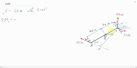 three-control-rods-attached-to-a-lever-a-b-c-exert-on-it-the-forces-shown-a-replace-the-three-forces