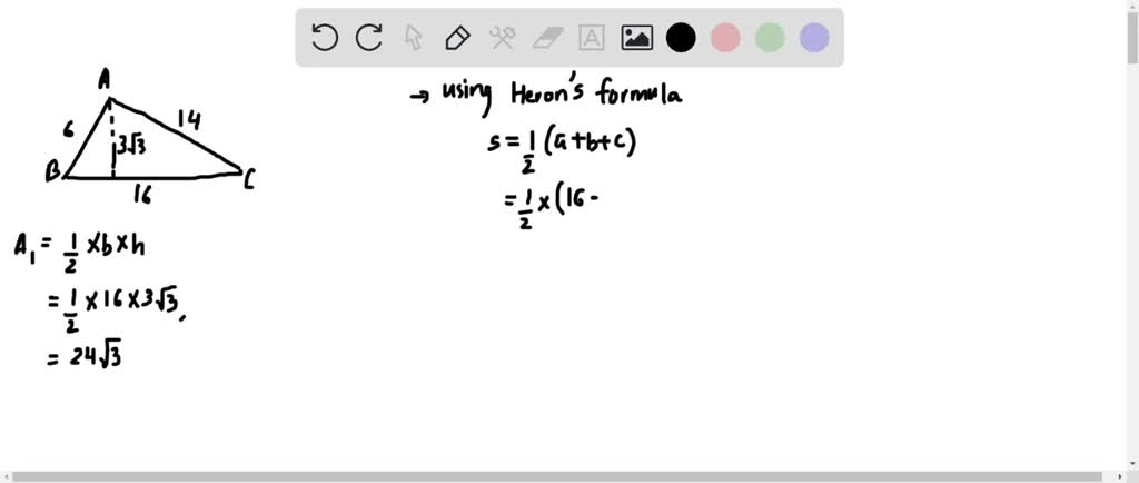 Solved:find The Exact Area Of Each Triangle Using The Formula 𝒜=(1) (2 