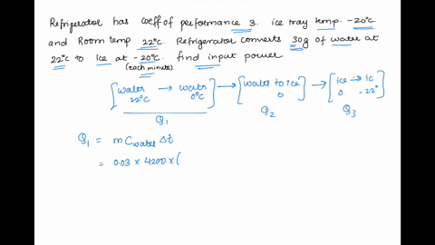 a-refrigerator-has-a-coefficient-of-performance-of-300-the-ice-tray-compartment-is-at-200circ-mathrm