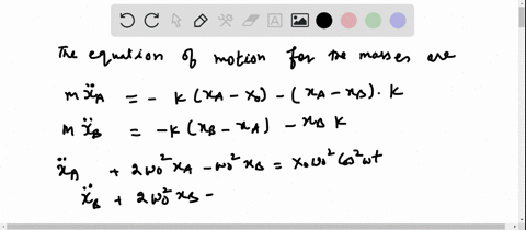 two-equal-masses-m-are-connected-to-three-identical-springs-spring-constant-k-on-a-frictionless-hori