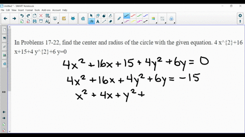 in-problems-17-22-find-the-center-and-radius-of-the-circle-with-the-given-equation-4-x216-x154-y26-y