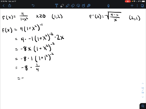 show-that-the-slopes-of-the-graphs-of-f-and-f-1-are-reciprocals-at-the-given-points-beginaligned-fxf