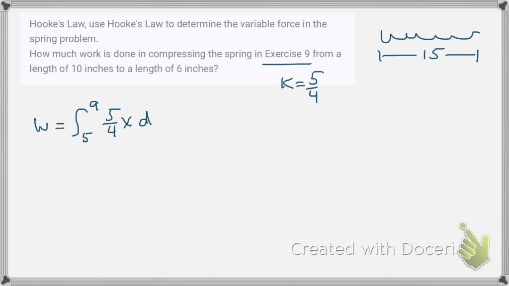 SOLVEDHooke's Law In Exercises 310, use Hooke's Law to determine the