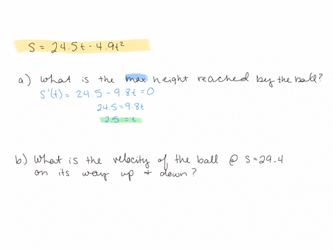 if-a-ball-is-thrown-vertically-upward-with-a-velocity-of-245-mathrmm-mathrms-then-its-height-after-t