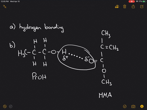 Propanol (PrOH) and methyl methacrylate (MMA) associate in...