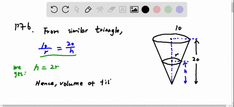 a-tank-in-the-shape-of-an-inverted-cone-is-being-filled-with-water-see-the-figure-express-the-volu-2