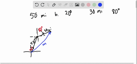 a-ship-sails-50-mi-on-a-bearing-of-20circ-and-then-turns-and-sails-30-mi-on-a-bearing-of-80circ-find