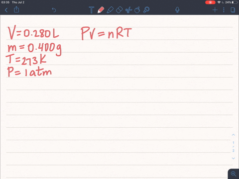 at-stp-0280-mathrml-of-a-gas-weighs-0400-mathrmg-calculate-the-molar-mass-of-the-gas
