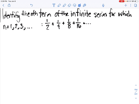 find-the-nth-term-of-the-given-infinite-series-for-which-n123-ldots-frac12frac14frac18frac116cdots-2