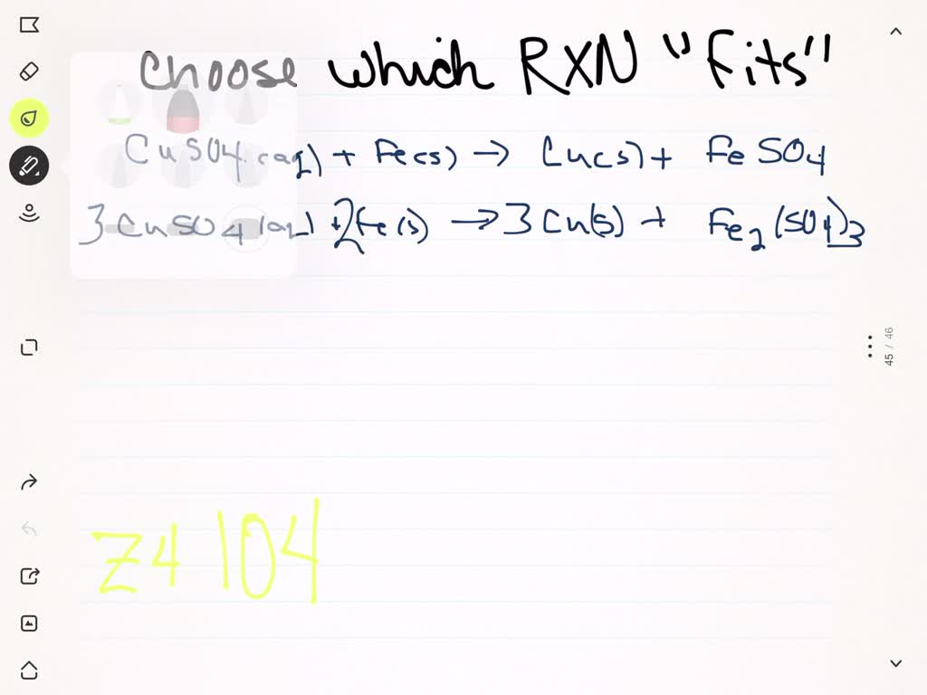SOLVEDConsider reacting copper(II) sulfate with iron. Two possible