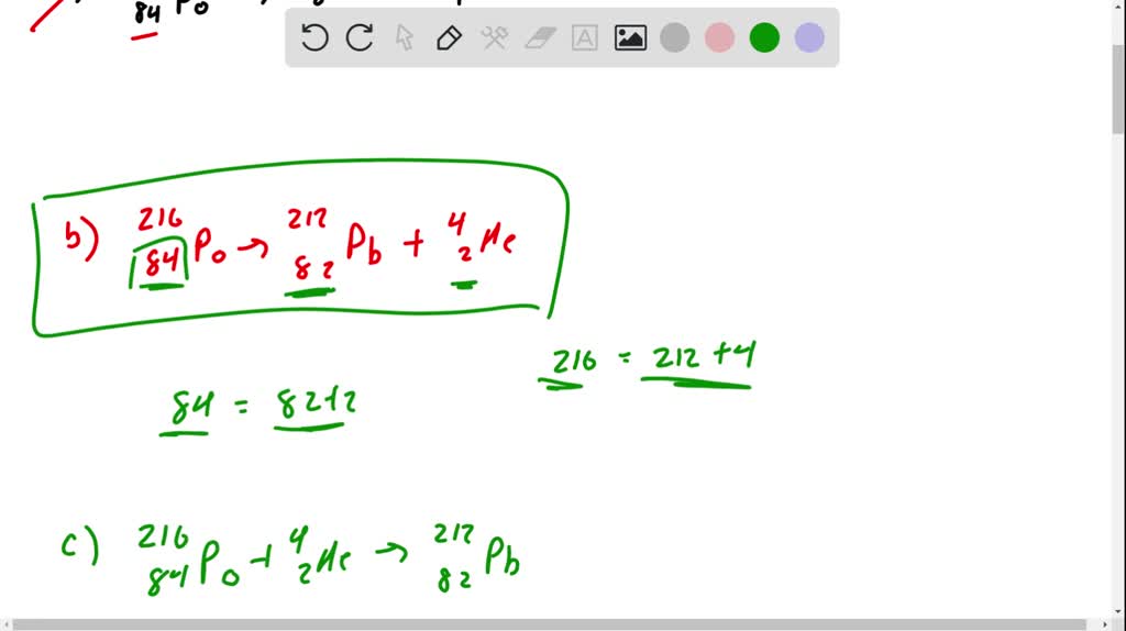 Polonium 216 decays to lead 212 by emission of an alpha particle
