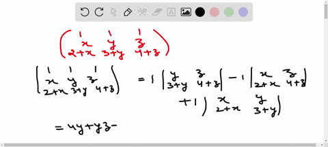 evaluate-the-determinant-of-the-given-matrix-by-cofactor-expansion-leftbeginarrayccc-1-1-1-x-y-z-2x-