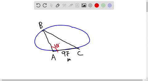 points-a-and-b-are-on-opposite-sides-of-a-lake-point-c-is-97-meters-from-a-the-measure-of-angle-b-a-