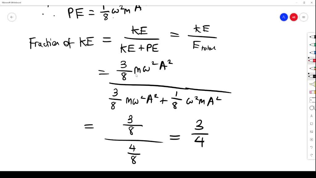 SOLVED(a) When displacement is onehalf the amplitude A, what fraction
