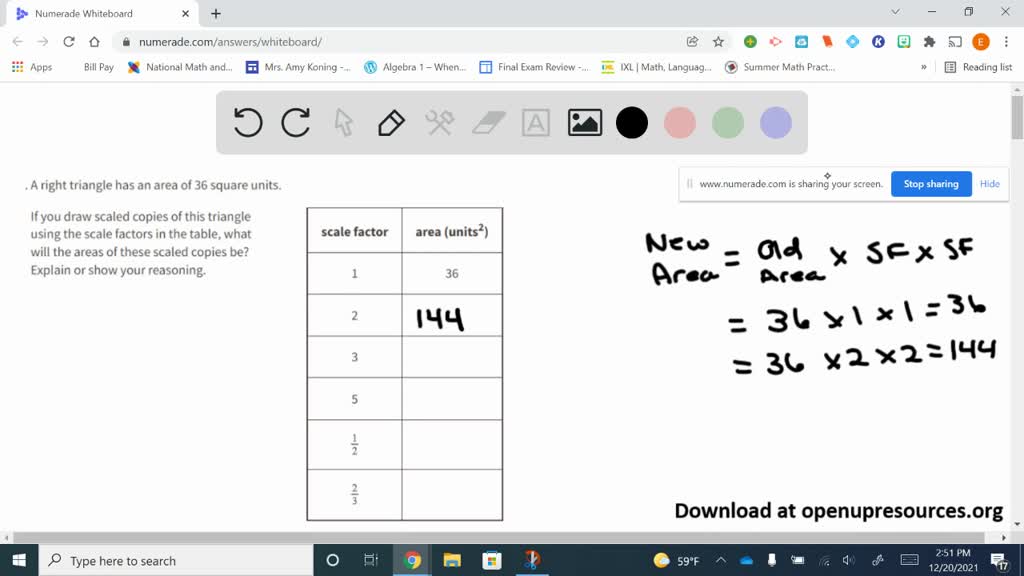 SOLVEDA right triangle has an area of 36 square units. If you draw