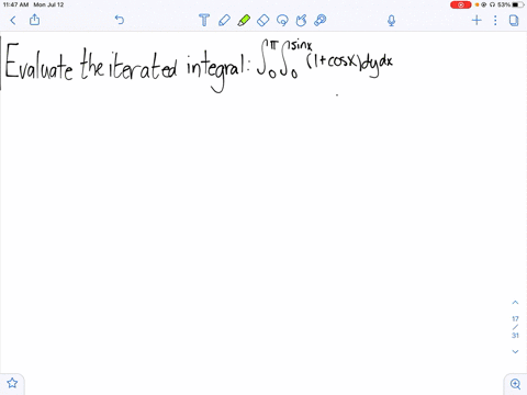 evaluate-the-iterated-integral-int_0pi-int_0sin-x1cos-x-d-y-d-x