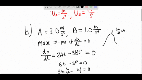 the-position-of-a-particle-along-the-x-axis-depends-on-the-time-according-to-the-equation-xa-t2-b-t3