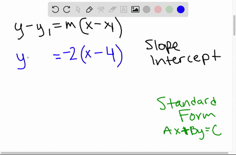 write-an-equation-for-line-described-give-answers-in-standard-form-and-in-slope-intercept-form-if-20