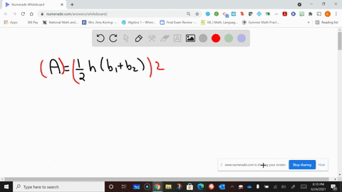 SOLVED:A=(1)/(2) h(b1+b2) for h