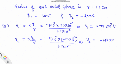 two-metal-spheres-each-11-mathrmcm-in-radius-are-far-apart-one-sphere-carries-30-mathrmnc-the-other-