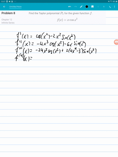find-the-taylor-polynomial-p_5-for-the-given-function-f-fxx-cos-x2