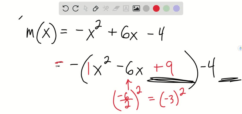 Solved Bob Correctly Found The Vertex Of The Relation Shown Below By Completing The Square Which Equation Is Part Of His Solution Y X 2 4x 6