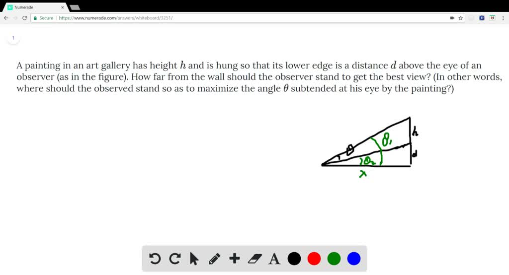 SOLVED:A painting in an art gallery has height h and is hung so that ...