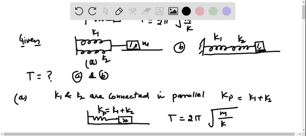 SOLVED:A block of mass m is connected to two springs of force constants ...