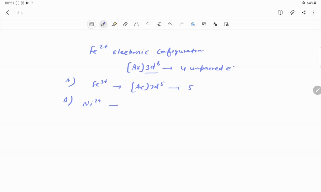calculate the number of unpaired electrons in fe2  ion z 26